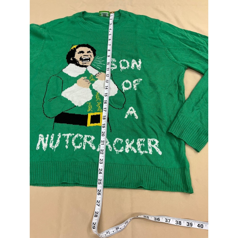 Elf Movie Son of a Nutcracker Green Christmas Sweater Ripple Junction Large